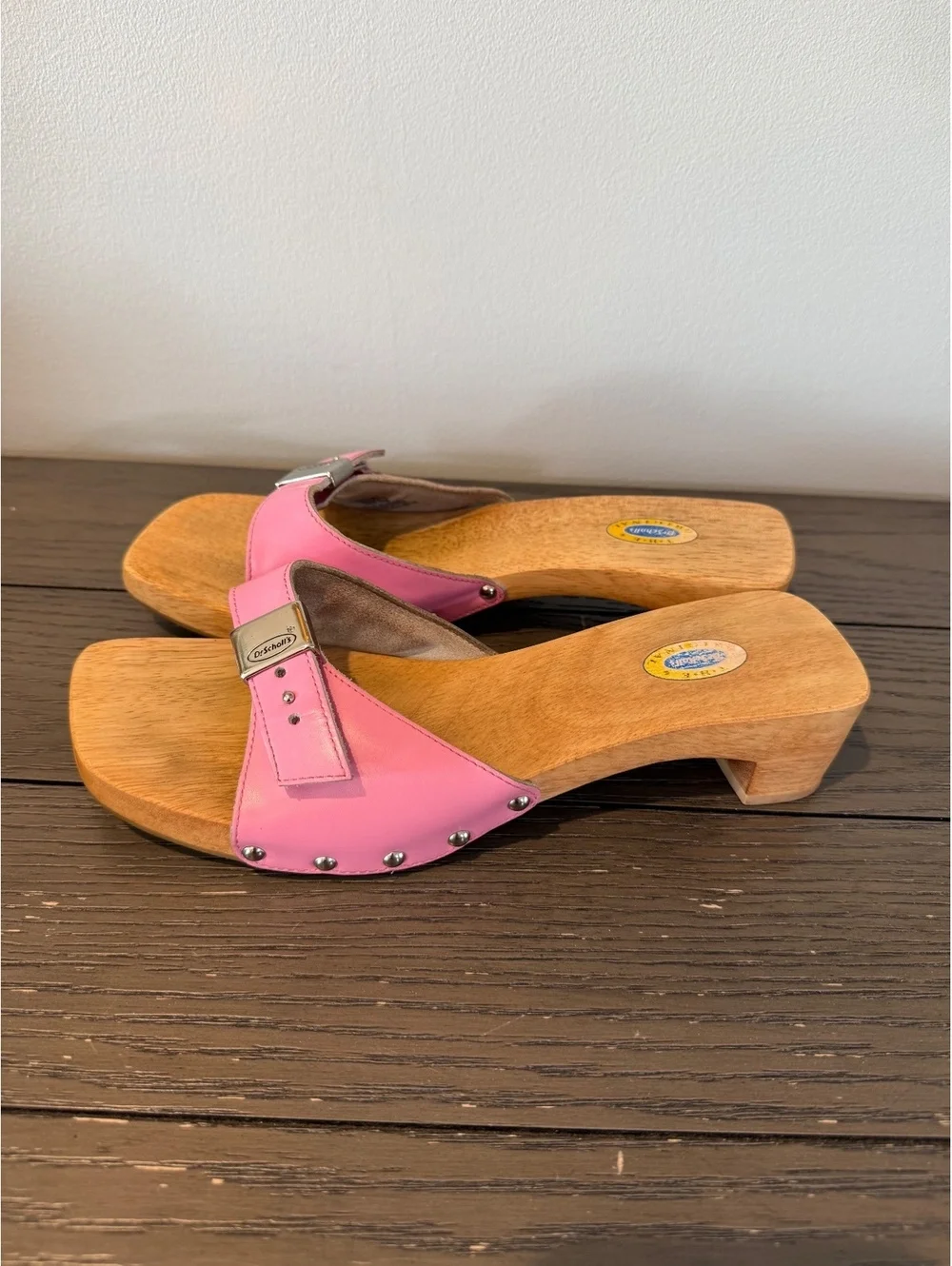 Dr. Scholl’s Leather Wood Heel Sandals Size 8M